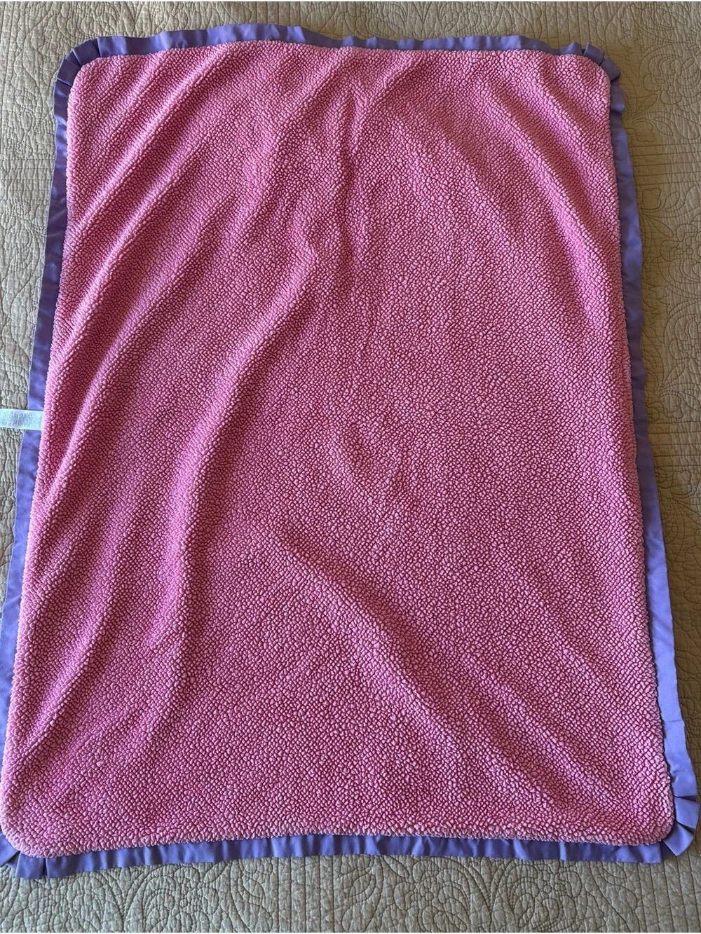 Carters Plush Polka Dot Baby Blanket Purple Lavender Satin Ruffle Trim Lovey